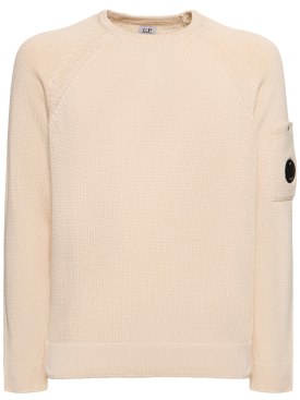 C.P. Company: Suéter de punto de algodón - Pistachio Shell - men_0 | Luisa Via Roma