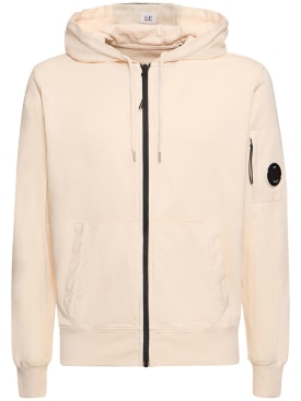 C.P. Company: Light fleece zipped hoodie - Pistachio Shell - men_0 | Luisa Via Roma