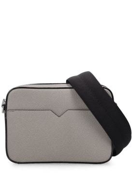 Valextra: Small leather camera bag - Cemento - men_0 | Luisa Via Roma