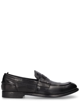Officine Creative: Chronicle leather loafers - Black - men_0 | Luisa Via Roma