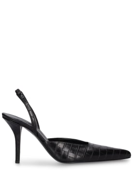 Gia Borghini: 85mm Octavie faux leather pumps - Black - women_0 | Luisa Via Roma