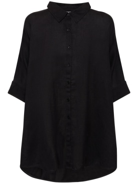 POSSE: Camisa larga de lino y algodón - Negro - women_0 | Luisa Via Roma