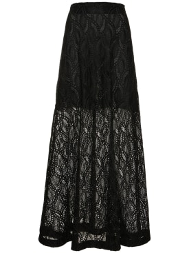 Ermanno Scervino: Embroidered lace high-rise long skirt - Black - women_0 | Luisa Via Roma