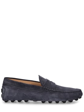 Tod's: Gommino suede loafers - Notte - men_0 | Luisa Via Roma