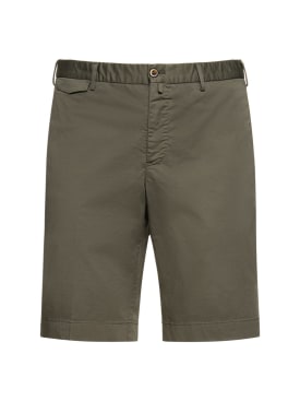 PT Torino: Stretch cotton Bermuda shorts - Olivegreen - men_0 | Luisa Via Roma
