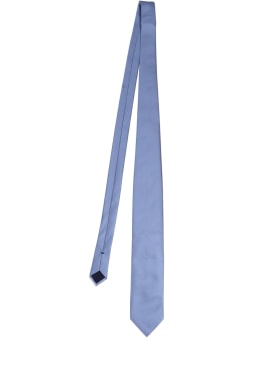 Tom Ford: Cravate en sergé de soie unie 8 cm - Avian Blue - men_0 | Luisa Via Roma