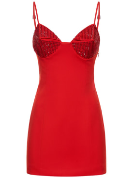 Area: Embellished stretch wool mini dress - Red - women_0 | Luisa Via Roma