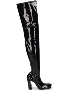 Amina Muaddi: 95mm Marine latex thigh-high boots - Black - women_0 | Luisa Via Roma