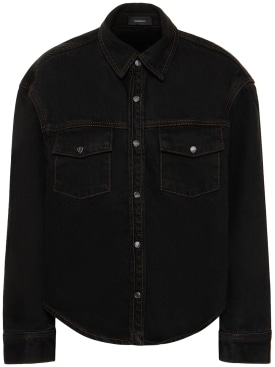 Wardrobe.nyc: Cotton denim shirt jacket - Black - women_0 | Luisa Via Roma
