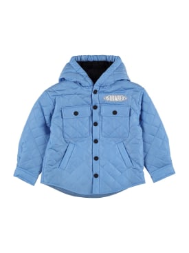 Dsquared2: Hooded quilted nylon jacket - Blue - kids-boys_0 | Luisa Via Roma