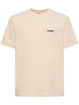 Jacquemus: Le T-Shirt Gros Grain コットンTシャツ - ベージュ - men_0 | Luisa Via Roma