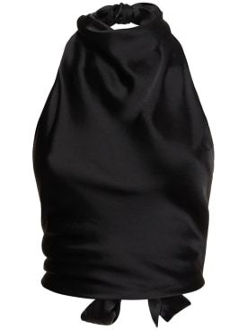 Matteau: 粘胶纤维绸缎绕颈上衣 - 黑色 - women_0 | Luisa Via Roma