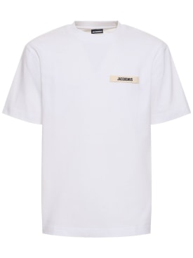 Jacquemus: Le T-Shirt Gros Grain コットンTシャツ - ホワイト - men_0 | Luisa Via Roma