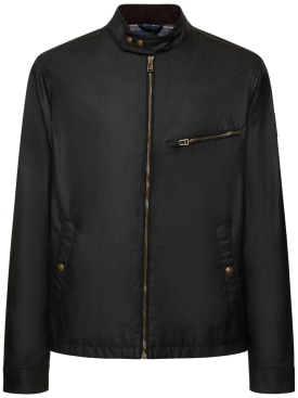 Belstaff: Walkham waxed cotton biker jacket - Black - men_0 | Luisa Via Roma