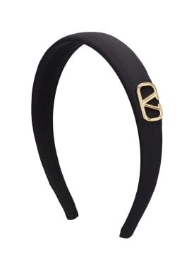 Valentino Garavani: V logo silk headband - Black/Gold - women_0 | Luisa Via Roma