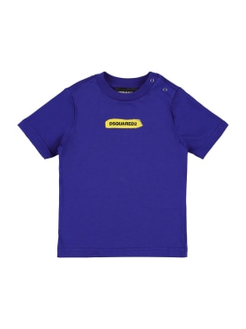 Dsquared2: T-shirt en jersey de coton imprimé - Bleu - kids-girls_0 | Luisa Via Roma