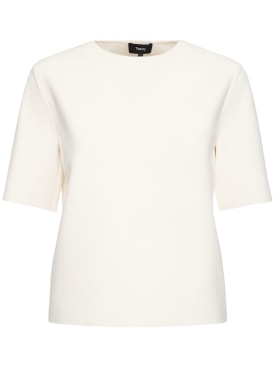 Theory: 紧凑科技织物绉纱T恤 - 白色 - women_0 | Luisa Via Roma