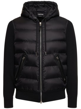 Tom Ford: Wool blend down zip jacket - Black - men_0 | Luisa Via Roma