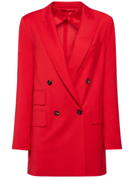 Max Mara: Nebbie wool double breast blazer - Red - women_0 | Luisa Via Roma