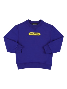 Dsquared2: Logo print cotton sweatshirt - Blue - kids-boys_0 | Luisa Via Roma
