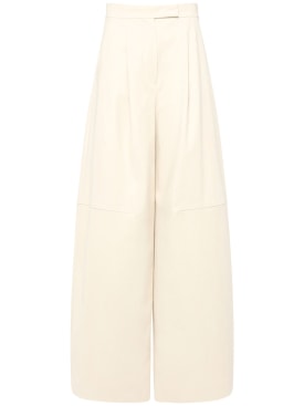 Max Mara: Avoriaz cotton double canvas wide pants - Ivory - women_0 | Luisa Via Roma
