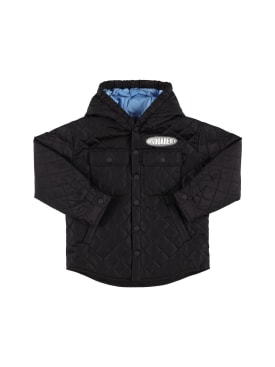 Dsquared2: Hooded quilted nylon jacket - Black - kids-boys_0 | Luisa Via Roma