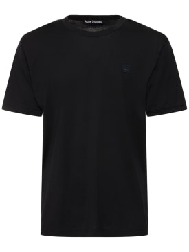Acne Studios: Camiseta de algodón - Negro - men_0 | Luisa Via Roma