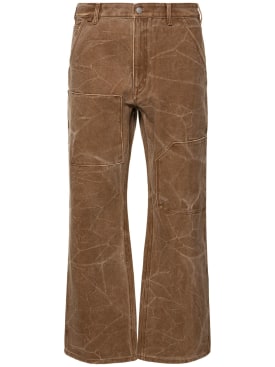 Acne Studios: Pantalon en toile de coton à logo Palma - Toffee Brown - men_0 | Luisa Via Roma