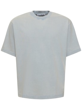 Acne Studios: T-Shirt aus Vintage-Baumwolle mit Druck - Soft Blue - men_0 | Luisa Via Roma
