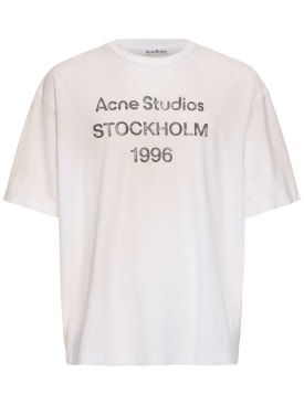 Acne Studios: Exford 1996 cotton blend t-shirt - Dusty White - men_0 | Luisa Via Roma