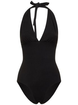 Isole & Vulcani: Seamless jersey one piece swimsuit - Siyah - women_0 | Luisa Via Roma