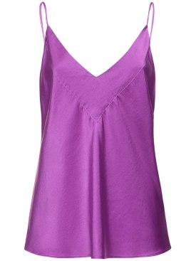 Forte_forte: Stretch silk satin strappy top - Purple - women_0 | Luisa Via Roma