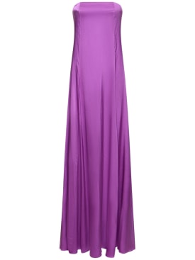 Forte_forte: Stretch silk satin dress - Purple - women_0 | Luisa Via Roma
