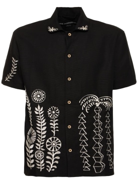 Andersson Bell: May embroidered linen & cotton shirt - Black - men_0 | Luisa Via Roma