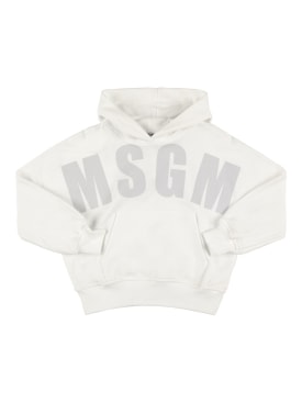MSGM: Hooded cotton sweatshirt - White - kids-boys_0 | Luisa Via Roma