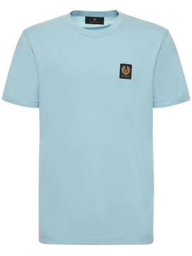 Belstaff: Logo cotton jersey t-shirt - Sky Blue - men_0 | Luisa Via Roma