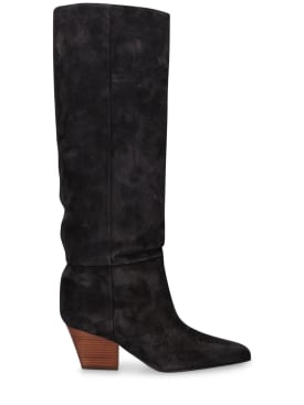 Paris Texas: 60mm Jane suede tall boots - Black - women_0 | Luisa Via Roma
