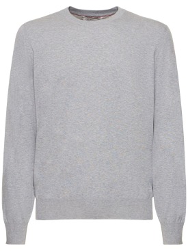 Brunello Cucinelli: Cotton crewneck sweater - Grey - men_0 | Luisa Via Roma