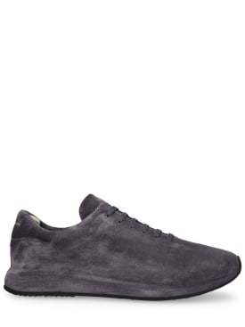 Officine Creative: Race low top leather sneakers - Anthracite - men_0 | Luisa Via Roma