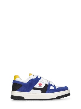Dsquared2: Tech & leather lace-up sneakers - Yellow/Blue - kids-boys_0 | Luisa Via Roma