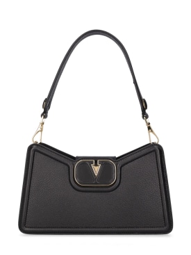 Valentino Garavani: V Logo leather shoulder bag - Black - women_0 | Luisa Via Roma