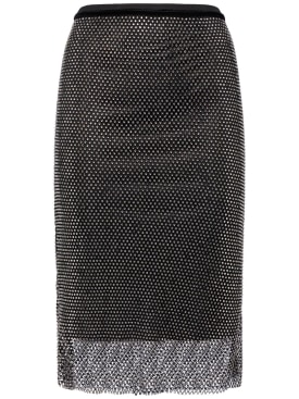 Sportmax: Zinnia embellished mesh midi skirt - Black - women_0 | Luisa Via Roma