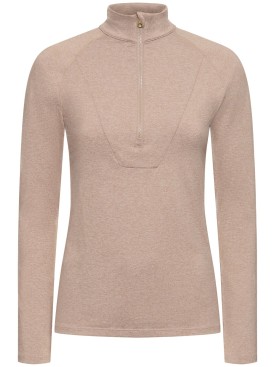 Varley: Half zip long sleeve shirt - Beige - women_0 | Luisa Via Roma