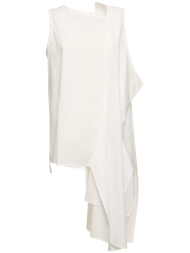 Yohji Yamamoto: Sleeveless asymmetric draped cotton top - White - women_0 | Luisa Via Roma