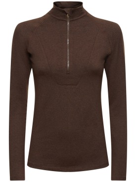 Varley: Half zip long sleeve shirt - Brown - women_0 | Luisa Via Roma