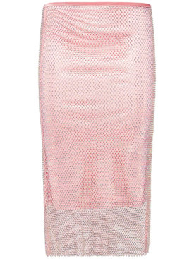 Sportmax: Zinnia embellished mesh midi skirt - Pink - women_0 | Luisa Via Roma
