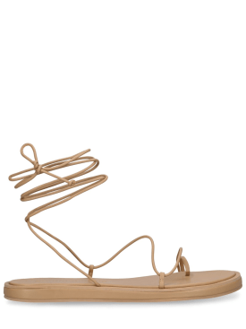 Studio Amelia: 10mm Emily leather flat sandals - Beige - women_0 | Luisa Via Roma
