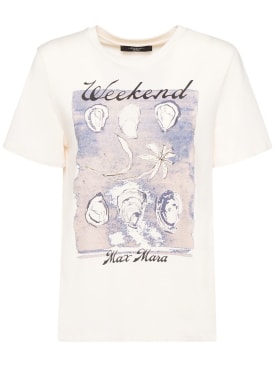 Weekend Max Mara: Zirlo printed jersey t-shirt - Ecru/Blue - women_0 | Luisa Via Roma