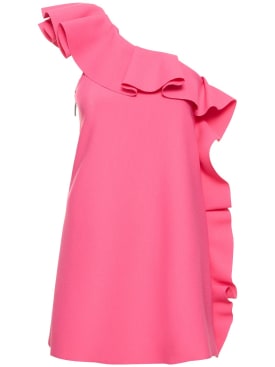 MSGM: One-shoulder ruffled mini dress - Pink - women_0 | Luisa Via Roma