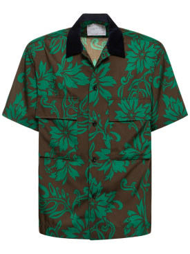 Sacai: Camisa con estampado floral - Verde - men_0 | Luisa Via Roma